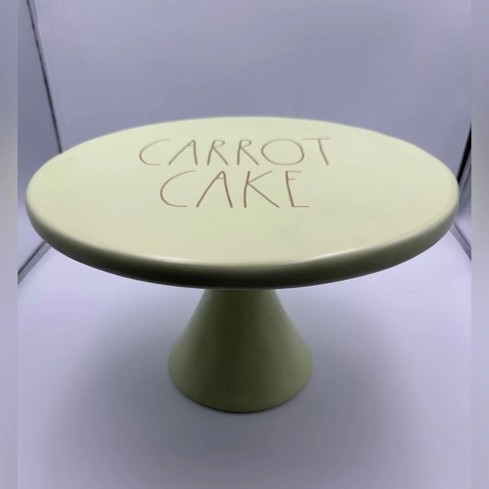 Rae Dunn CARROT CAKE Pale Green Ceramic Pedestal Cake Stand